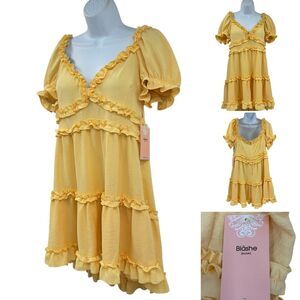 Blashe Butter Yellow Ruffle Dress Sz. XL